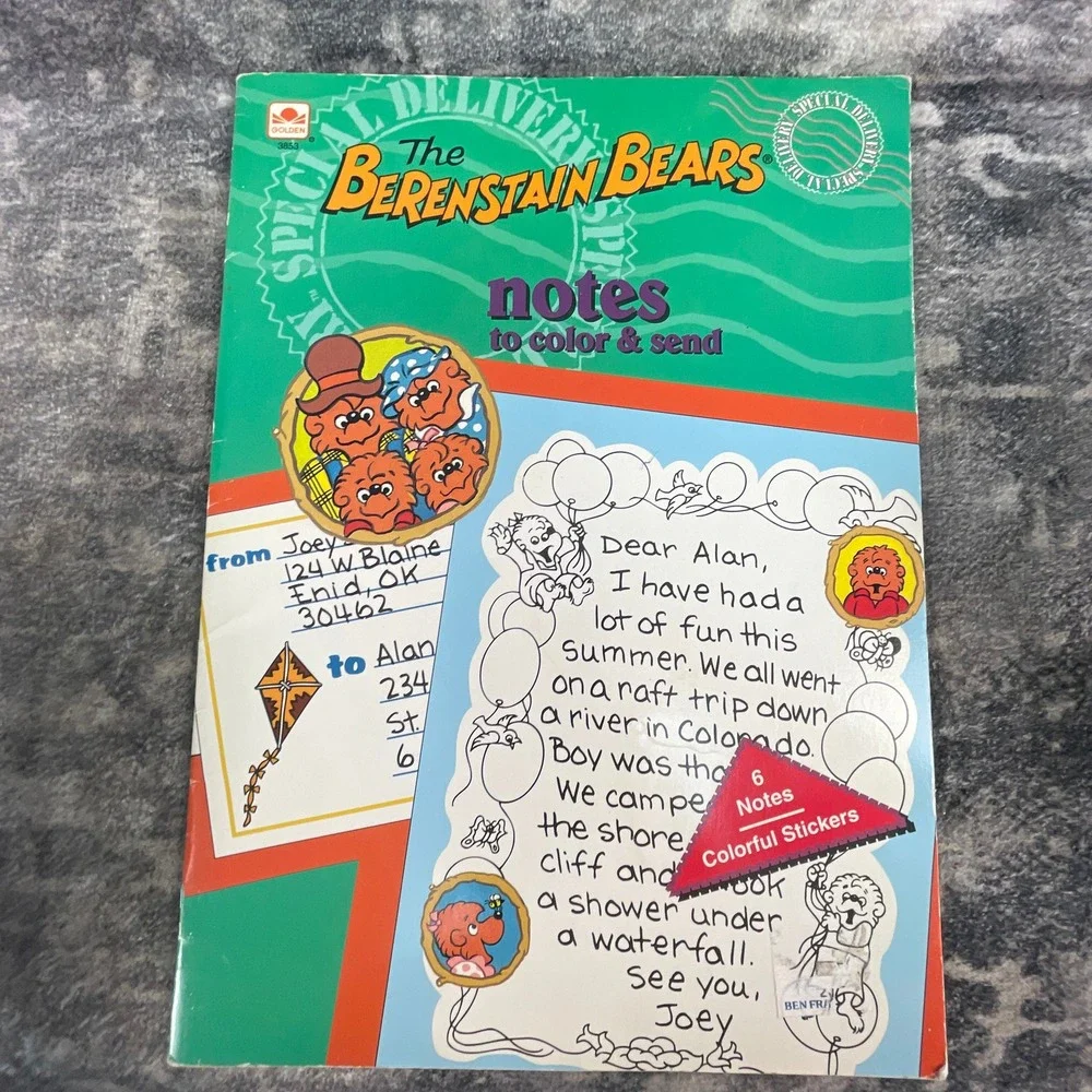 The Berenstain Bears Notes to Color & Send 6 Note Stationery Set Stickers
